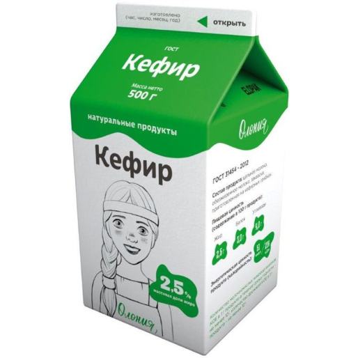Кефир 2,5% 500г тетрапак Олония