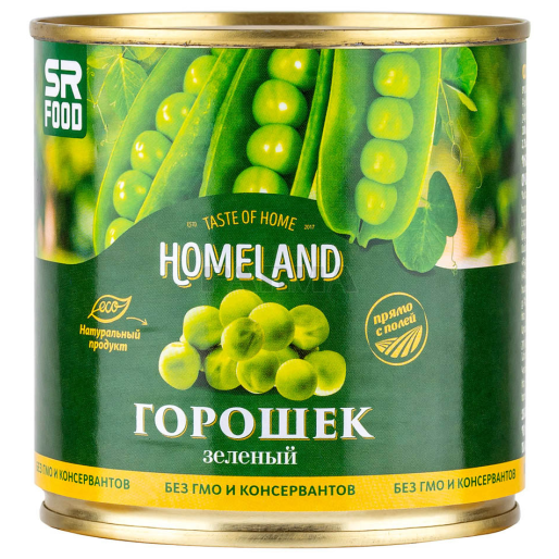 Горошек зеленый ж/б 400г HOMELAND