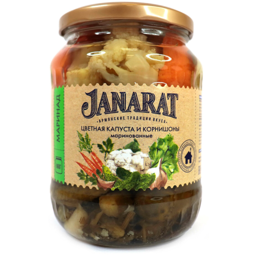 Цветная капуста и корнишоны ст/б 325г JANARAT