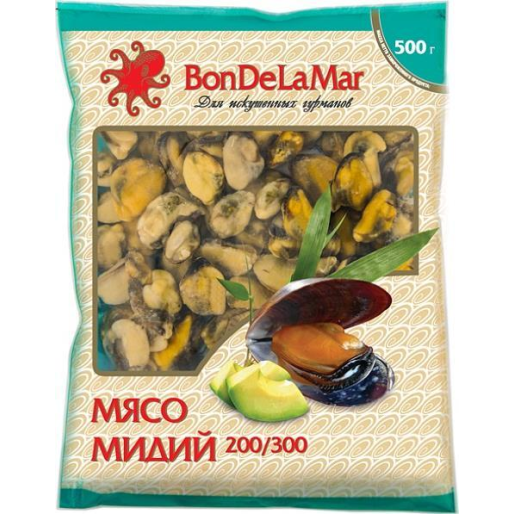 Мясо мидий в/м 100-200 в/у 500г