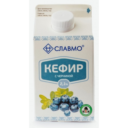 Кефир фруктовый с черникой 2,1% 500г
