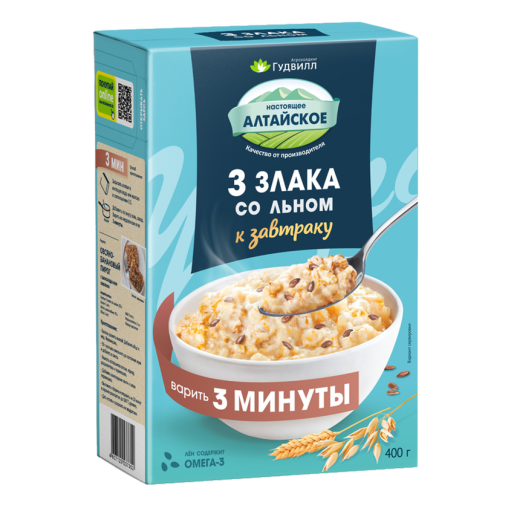 3 злака со льном к завтраку 400г Гудвилл