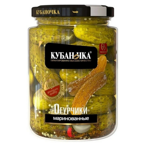 Огурчики маринованные ст/б 720г Кубаночка
